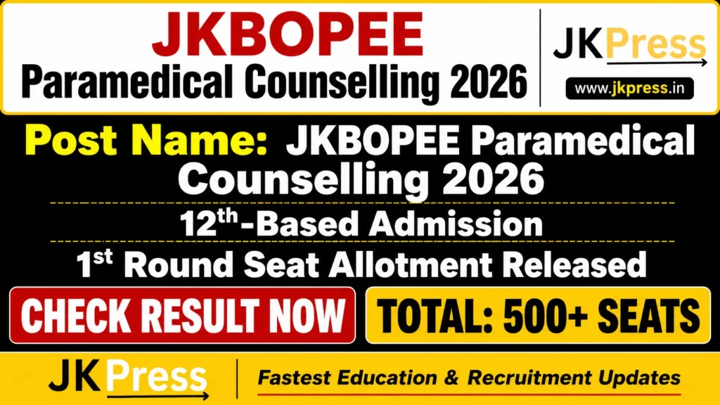 JKBOPEE paramedical counselling 2026 update