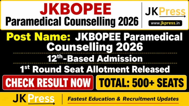 JKBOPEE paramedical counselling 2026 update