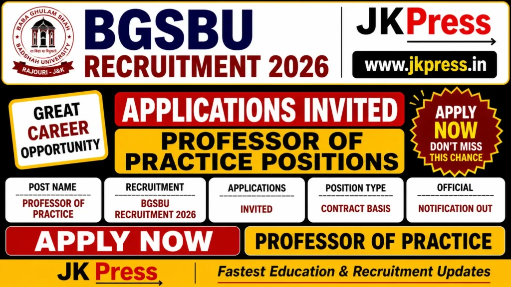 BGSBU Recruitment 2026 Applications Invited for Professor of Practice Positions