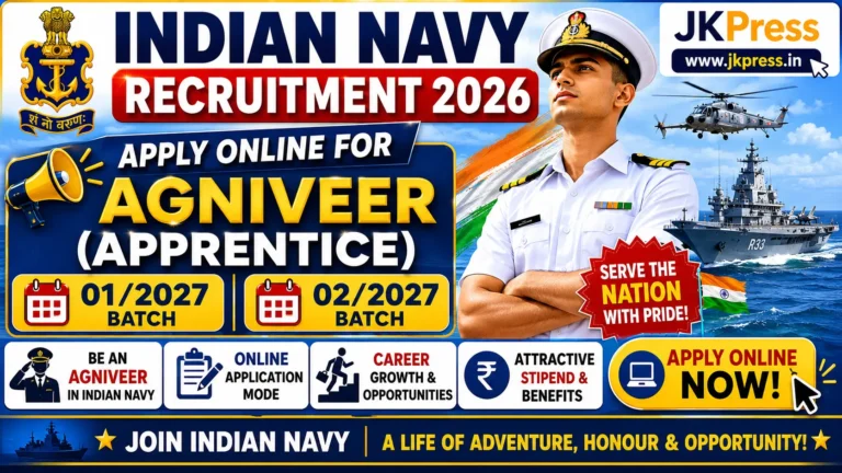 Indian Navy Recruitment 2026 Apply Online for Agniveer (Apprentice) 012027 & 022027 Batch