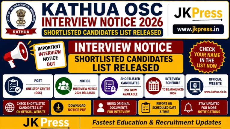 Kathua OSC Interview Notice 2026 Shortlisted Candidates List Released