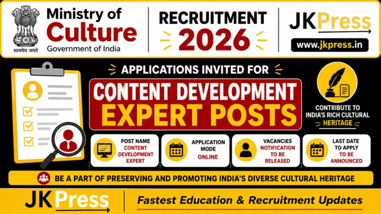 Ministry of Culture Recruitment 2026 Applications Invited for Content Development Expert Posts