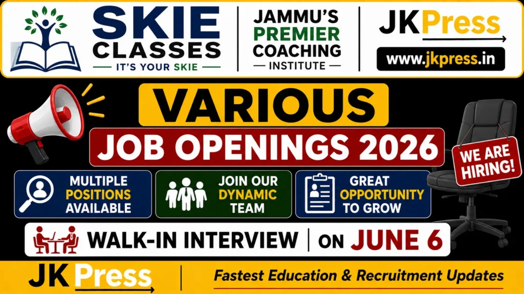 SKIE Classes Various Job Openings 2026, Walk-In Interview on June 6