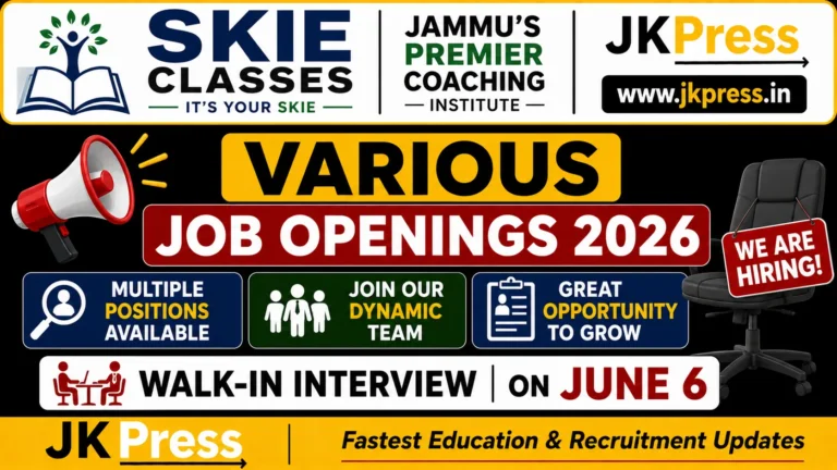 SKIE Classes Various Job Openings 2026, Walk-In Interview on June 6