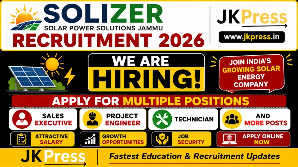 SOLIZER Solar Power Solutions Jammu Recruitment 2026 Apply for Sales Executive, Project Engineer & Technician Posts
