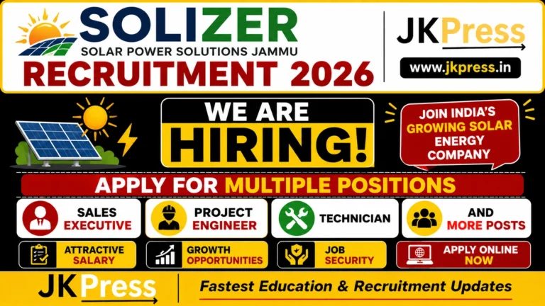SOLIZER Solar Power Solutions Jammu Recruitment 2026 Apply for Sales Executive, Project Engineer & Technician Posts